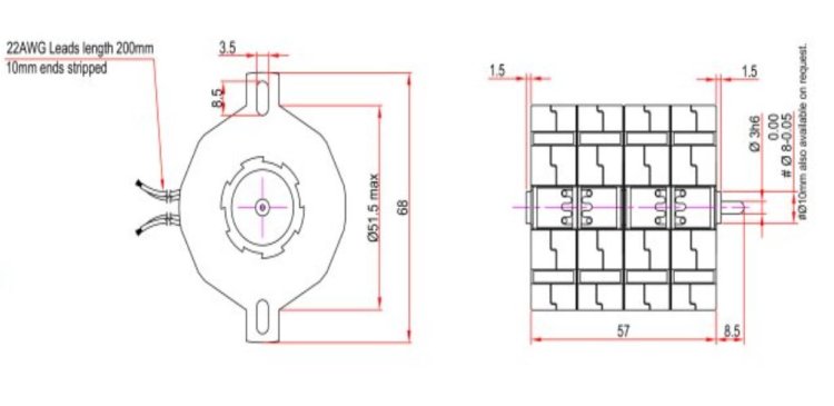 Dimensional Drawing of Mechtex Synchronous Motor - MTRD4b 
