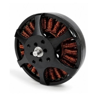 Drone motor with visible copper coil segments and circular black rotor frame