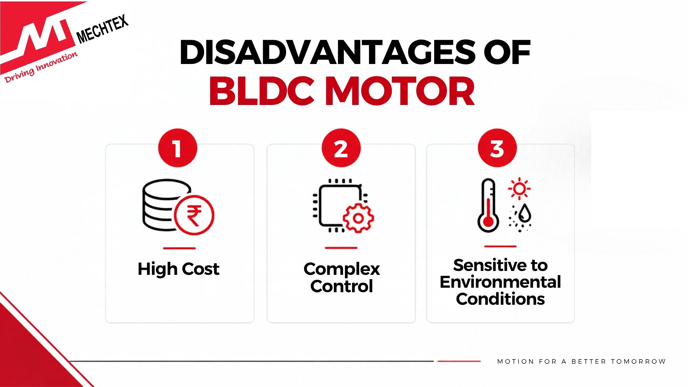 Disadvantages of Brushless DC Motor (BLDC Motor)